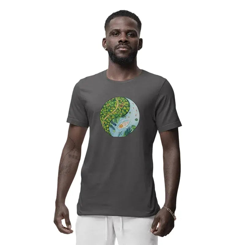 The Mahua Store Men’s Tranquility Circle Print T-shirt - Gray / XS - T-shirt