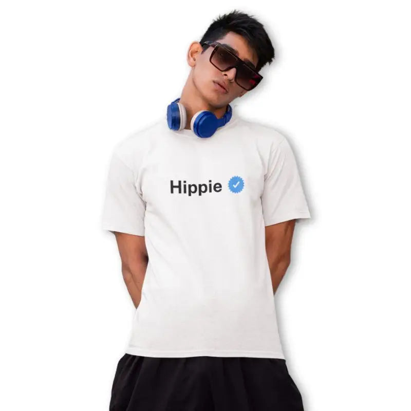 The Mahua Store Men’s The Verified Hippie Male Print T-shirt - White / XS - T-shirt