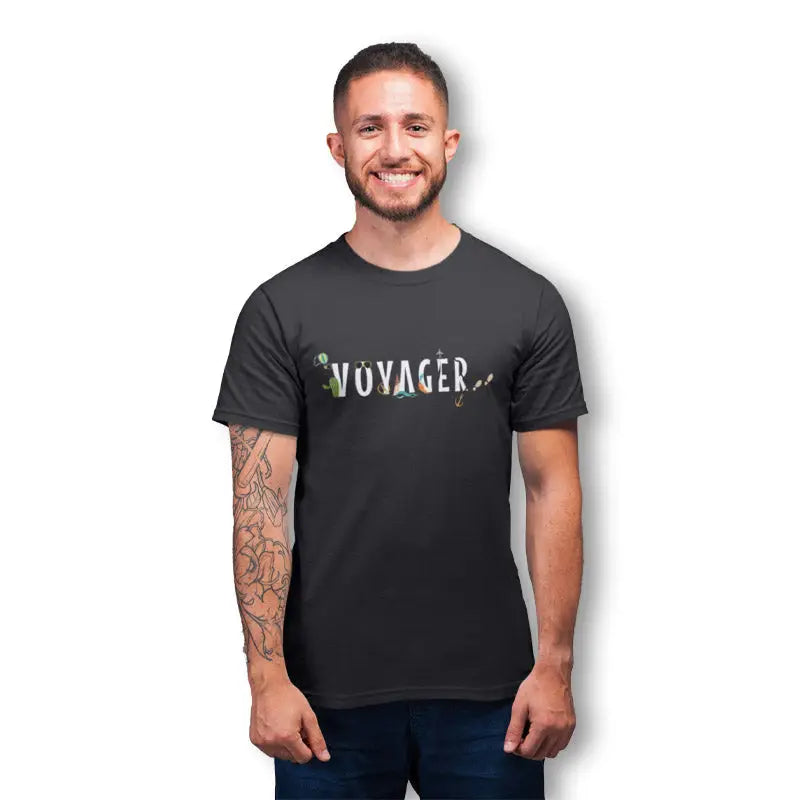 The Mahua Store Men’s Voyager Print T-shirt - Gray / XS - T-shirt