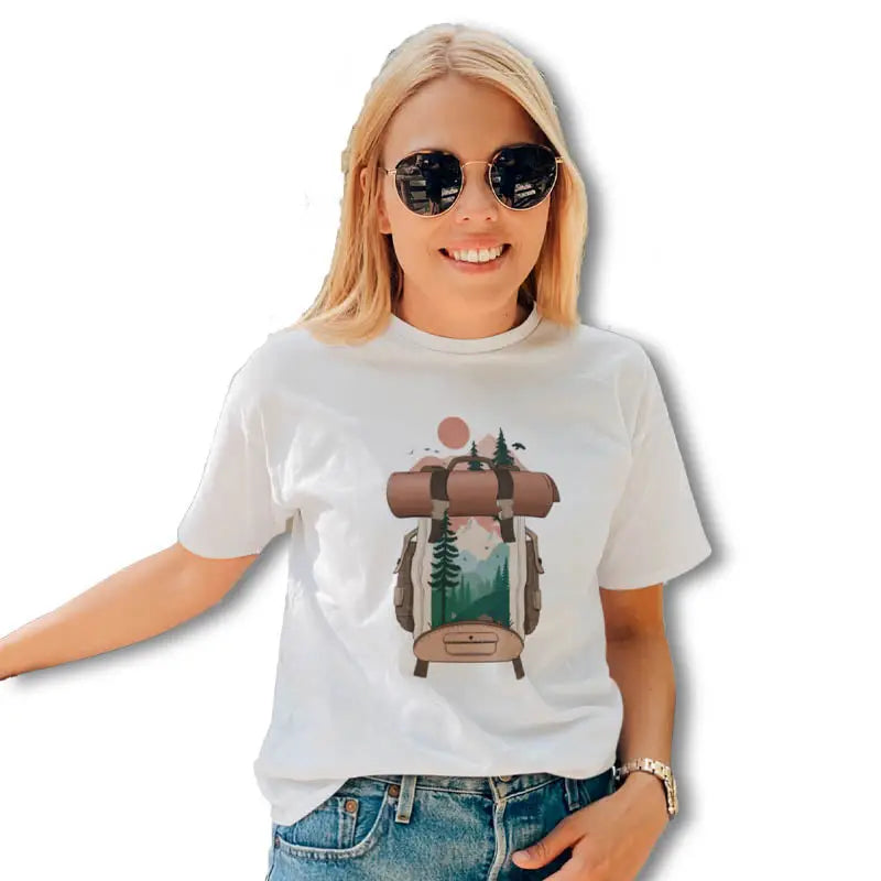 The Mahua Store Women’s Bag full of Memories Print T-shirt - White / XS - T-shirt
