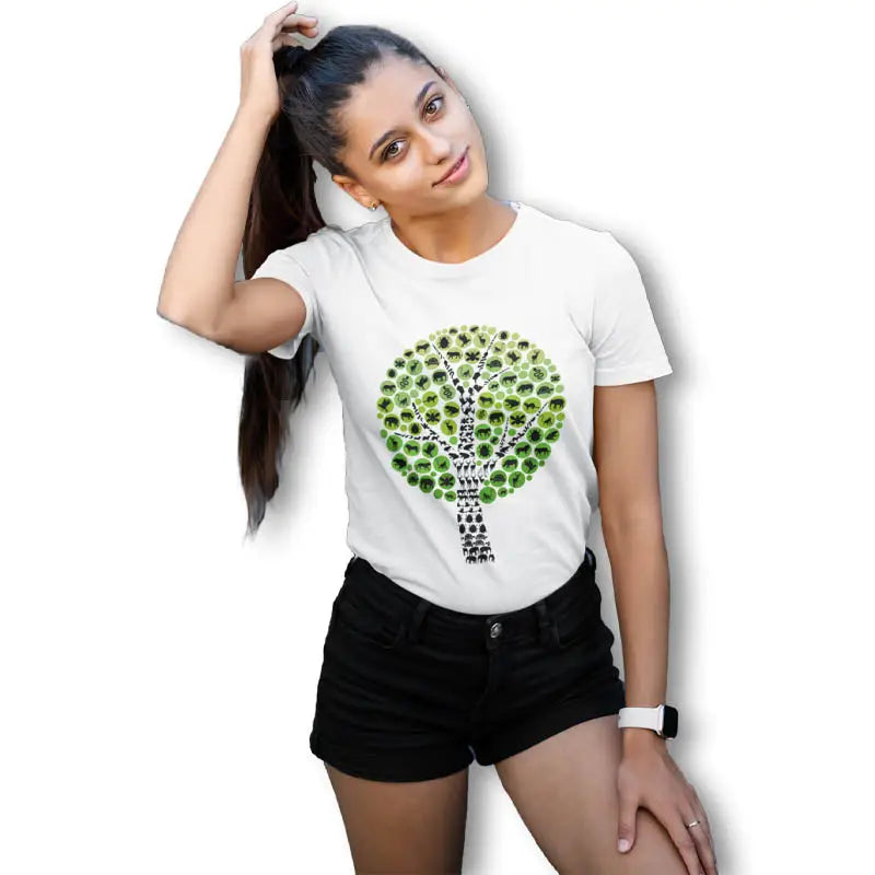 The Mahua Store Women’s Forest Force Print T-shirt - White / XS - T-shirt