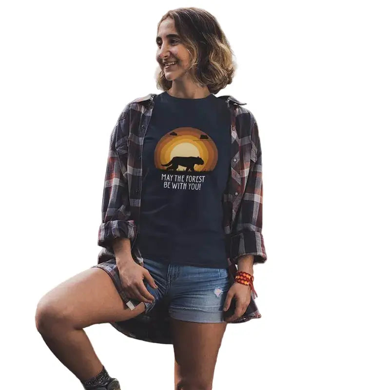 The Mahua Store Women’s The Forest Soul Series-Tiger Print T-shirt - Navy / XS - T-shirt