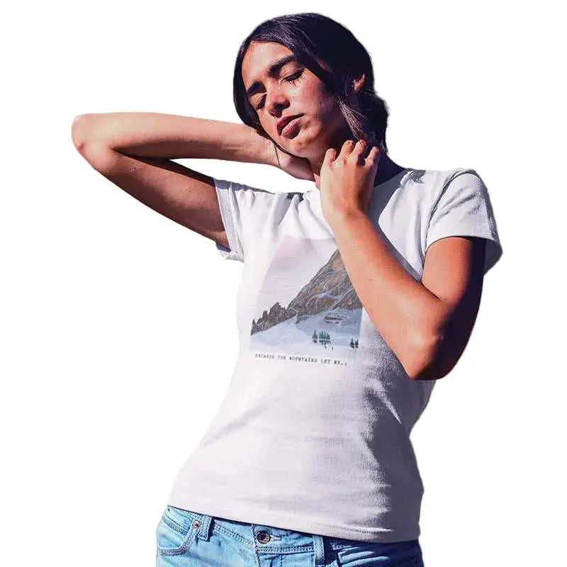 The Mahua Store Women’s Mountains Let Me Print T-shirt - White / XS - T-shirt