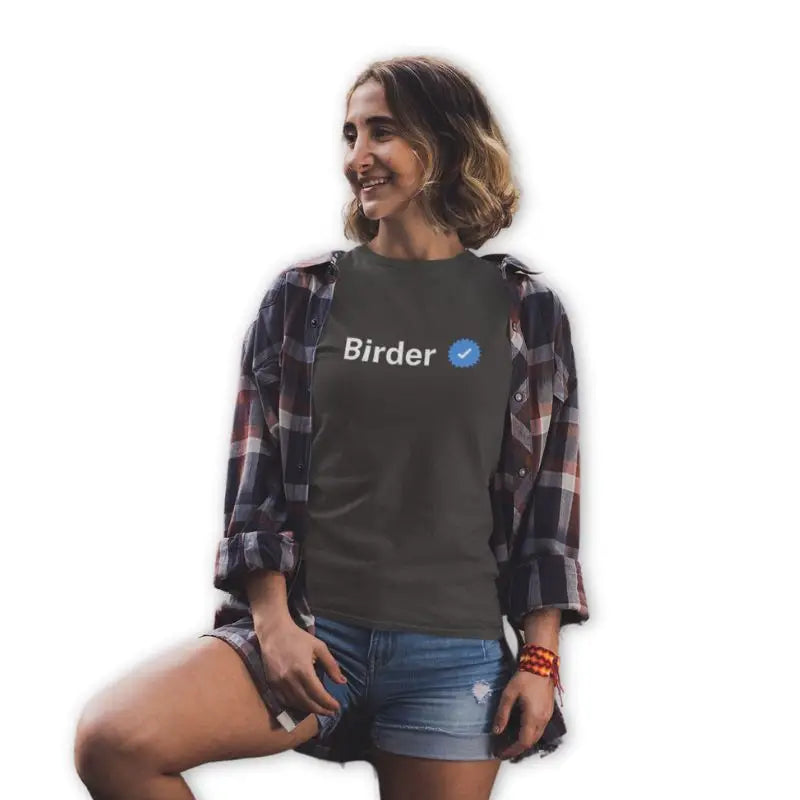 The Mahua Store Women’s The Verified Birder Female Print T-shirt - Olive / XS - T-shirt