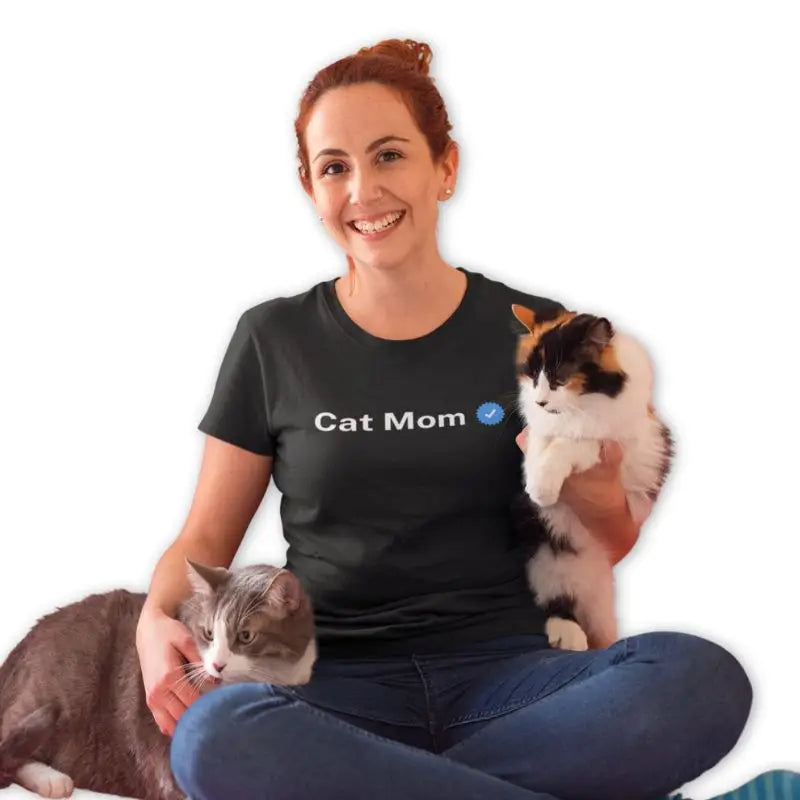 The Mahua Store Women’s The Verified Cat Mom Female Print T-shirt - Black / XS - T-shirt