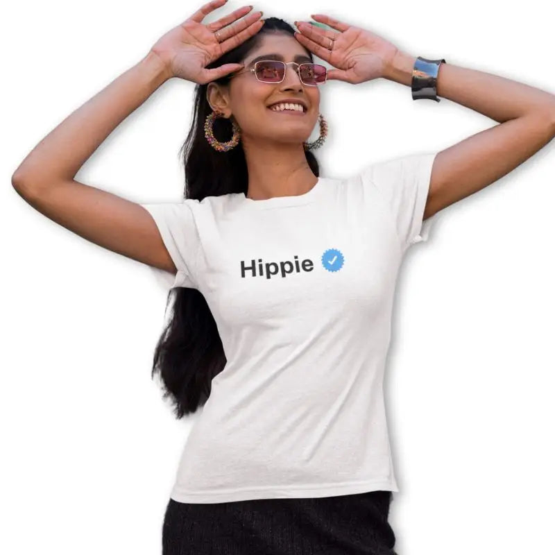 The Mahua Store Women’s The Verified Hippie Female Print T-shirt - White / XS - T-shirt