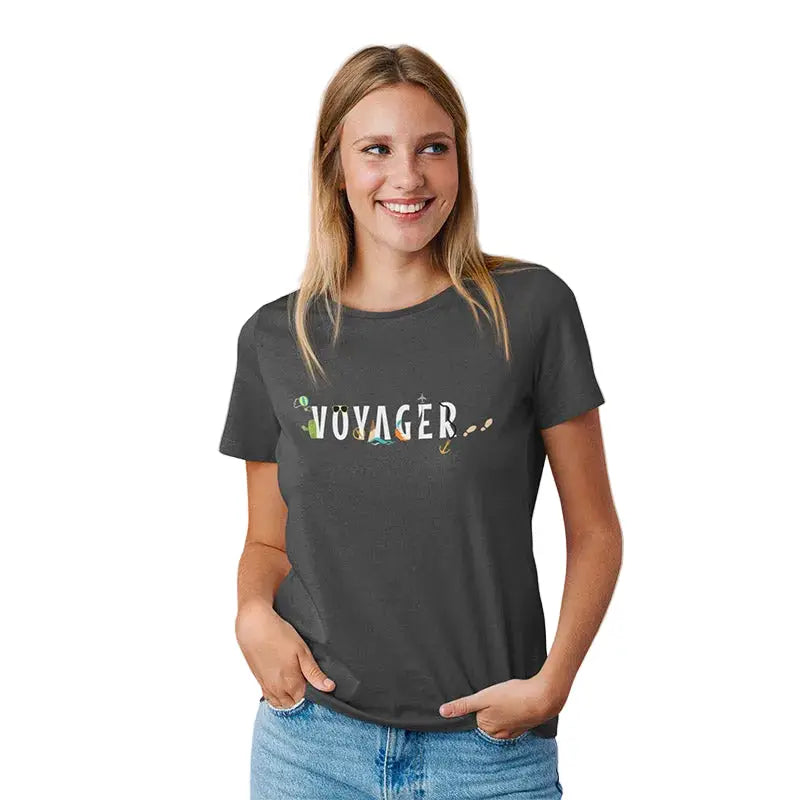 The Mahua Store Women’s Voyager Print T-shirt - Gray / XS - T-shirt
