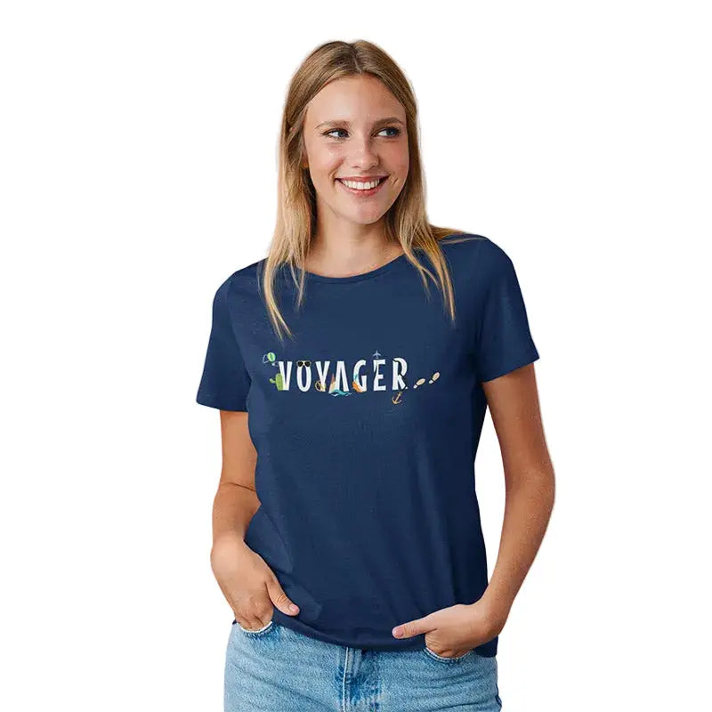 The Mahua Store Women’s Voyager Print T-shirt - Navy / XS - T-shirt