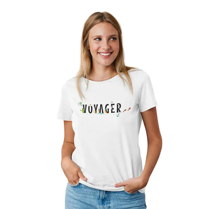 The Mahua Store Women’s Voyager Print T-shirt - White / XS - T-shirt