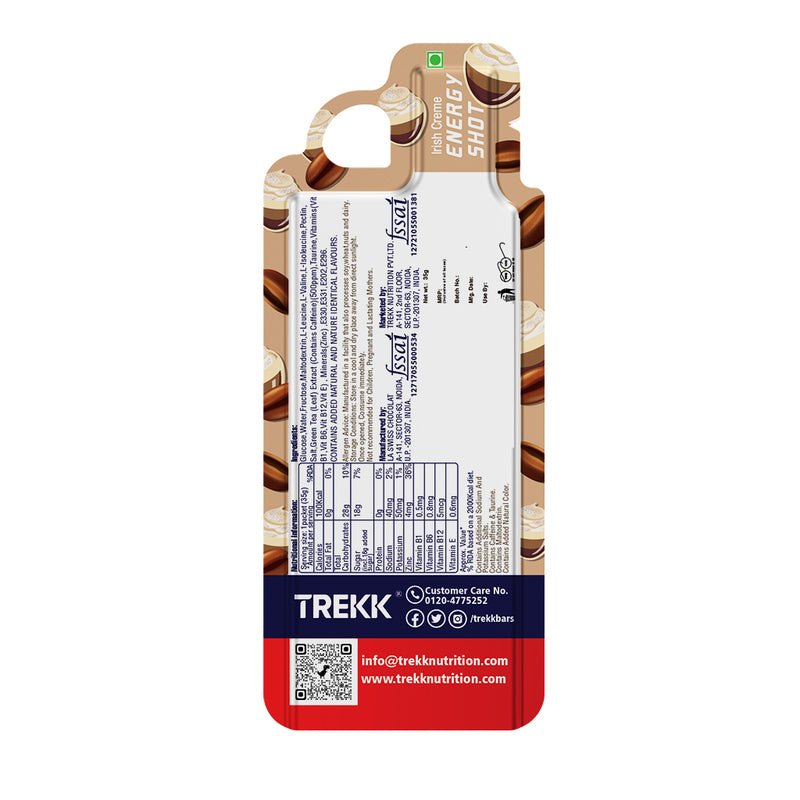 Trekk Nutrition Advantage Irish Creme Energy Shot Gel 35g - Pack of 20 - Energy Gels