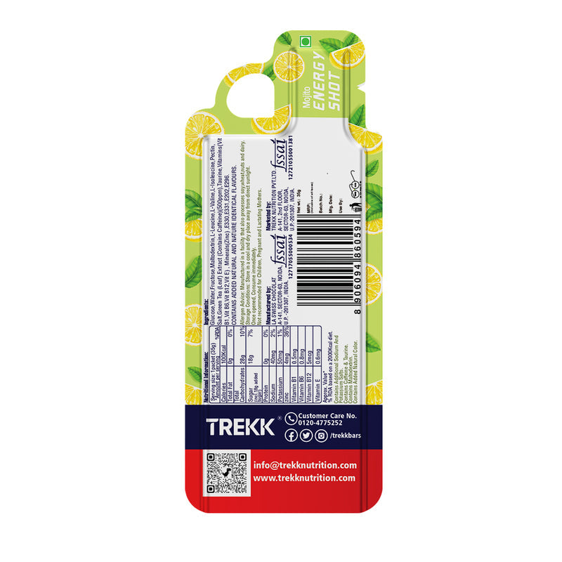 Trekk Nutrition Advantage Mojito Energy Shot Gel 35g - Pack of 20 - Energy Gels
