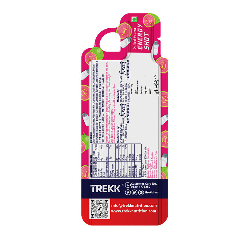 Trekk Nutrition Advantage Salted Guava Energy Shot Gel 35g - Pack of 20 - Energy Gels