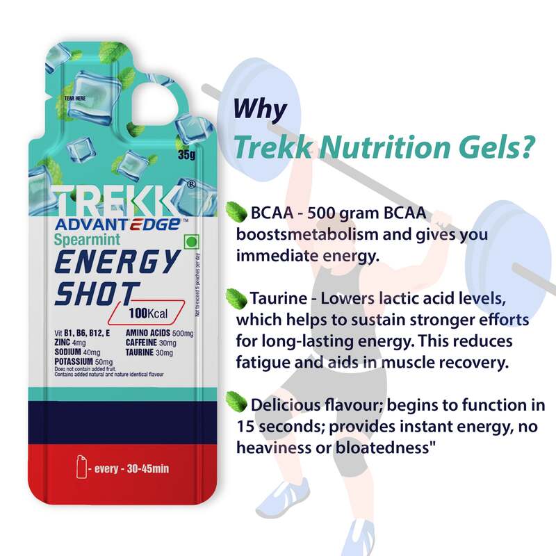 Trekk Nutrition Advantage Spearmint Energy Shot Gel 35g - Pack of 20 - Energy Gels