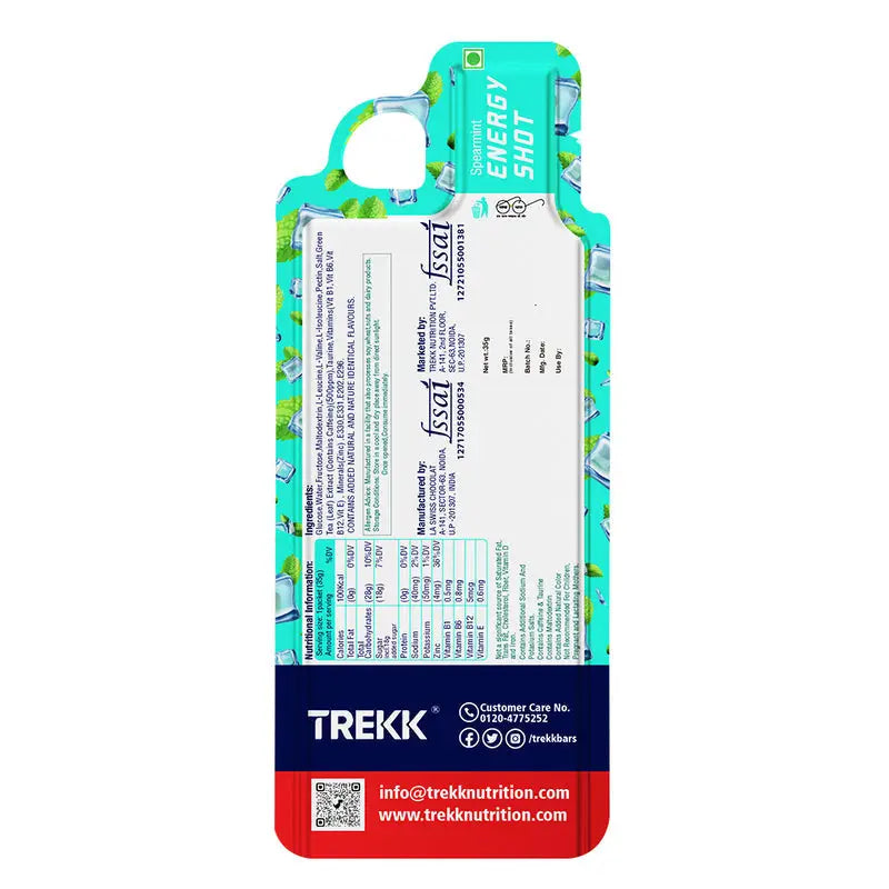 Trekk Nutrition Advantage Spearmint Energy Shot Gel 35g - Pack of 20 - Energy Gels