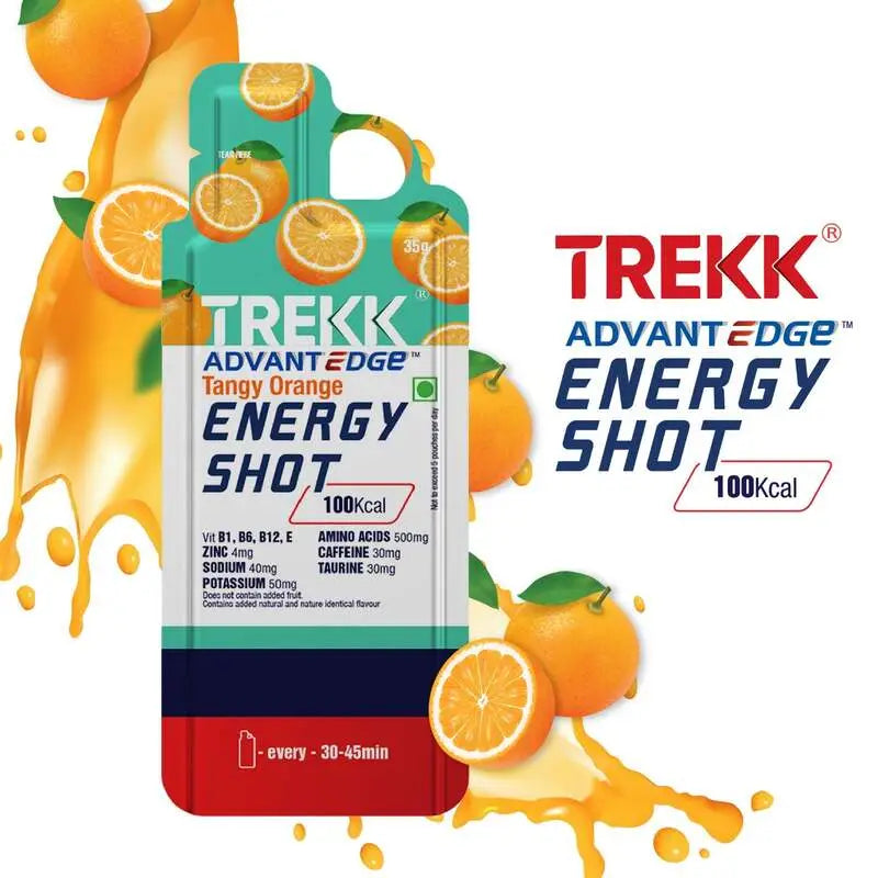 Trekk Nutrition Advantage Tangy Orange Energy Shot Gel 35g - Pack of 20 - Energy Gels