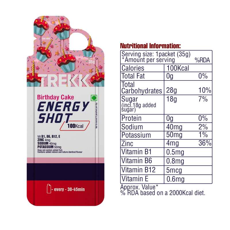 Trekk Nutrition Birthday Cake Energy Shot Gel 35g - Pack of 20 - Energy Gels
