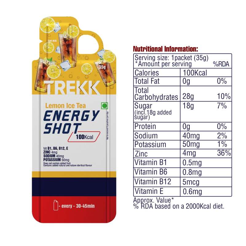 Trekk Nutrition Lemon Ice Tea Energy Shot Gel 35g - Pack of 20 - Energy Gels