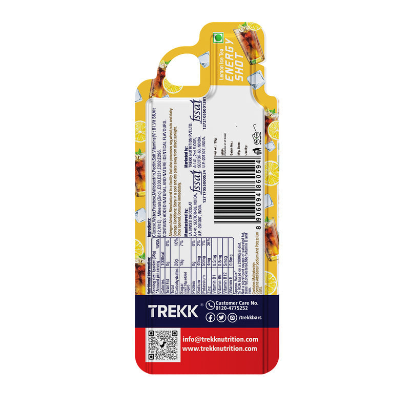 Trekk Nutrition Lemon Ice Tea Energy Shot Gel 35g - Pack of 20 - Energy Gels