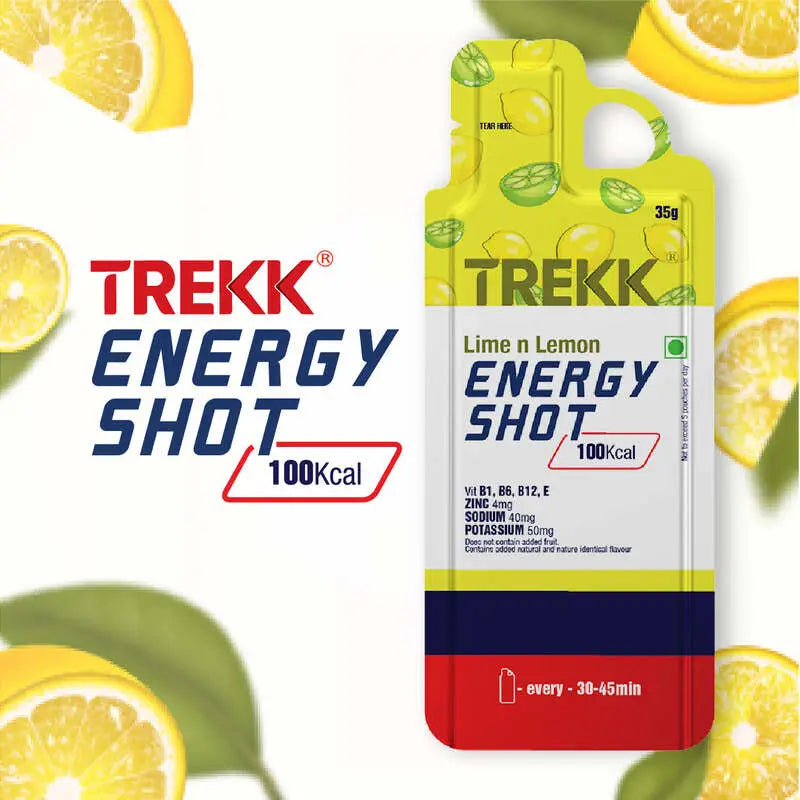Trekk Nutrition Lime & Lemon Energy Shot Gel 35g - Pack of 20 - Energy Gels