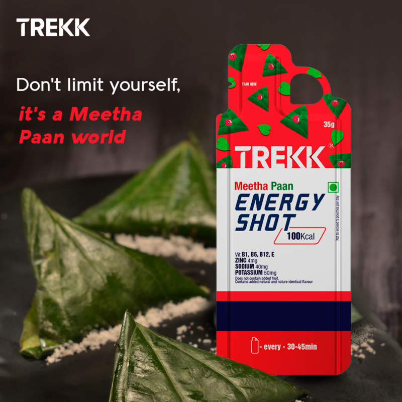 Trekk Nutrition Meetha Paan Energy Shot Gel 35g - Pack of 20 - Energy Gels