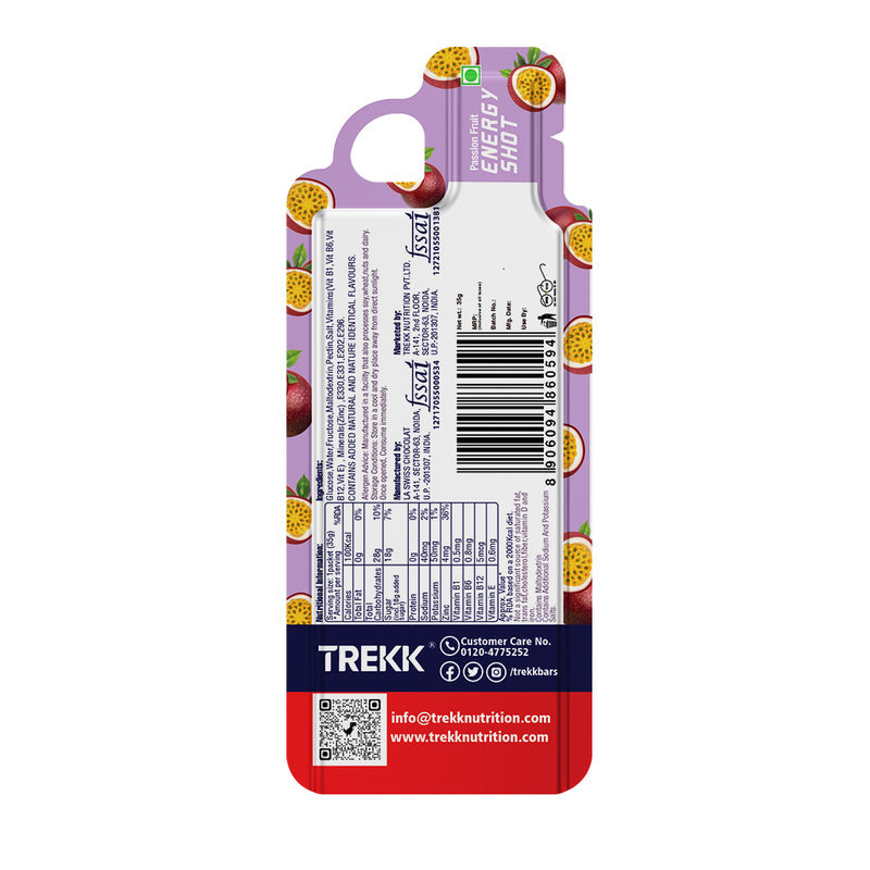 Trekk Nutrition Passion Fruit Energy Shot Gel 35g - Pack of 20 - Energy Gels