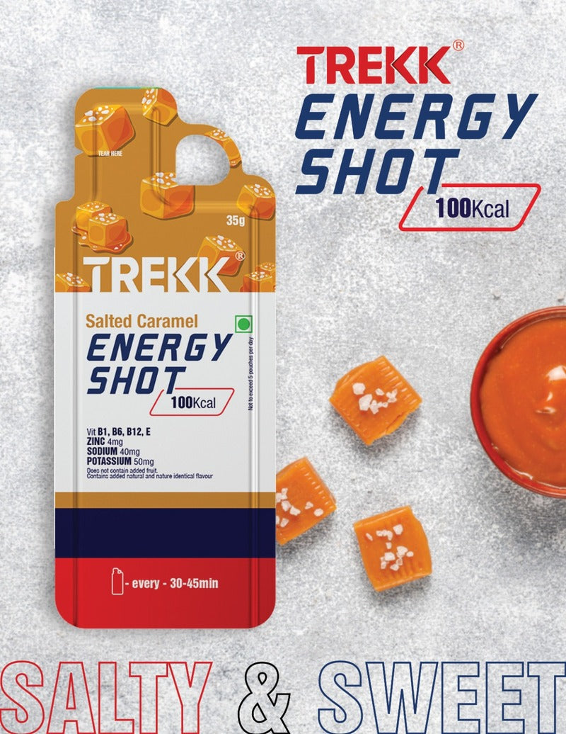 Trekk Nutrition Salted Caramel Energy Shot Gel 35g - Pack of 20 - Energy Gels