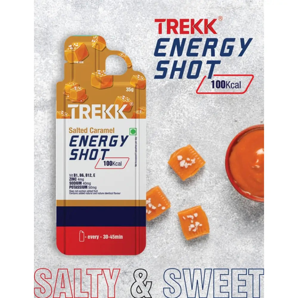 Trekk Nutrition Salted Caramel Energy Shot Gel 35g - Pack of 20 - Energy Gels