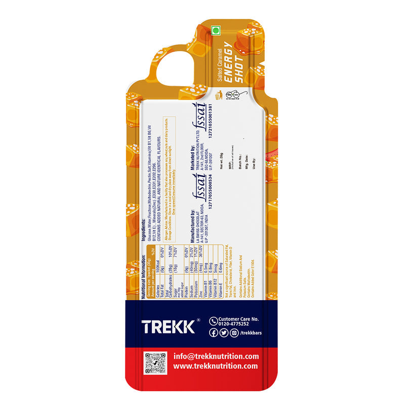 Trekk Nutrition Salted Caramel Energy Shot Gel 35g - Pack of 20 - Energy Gels