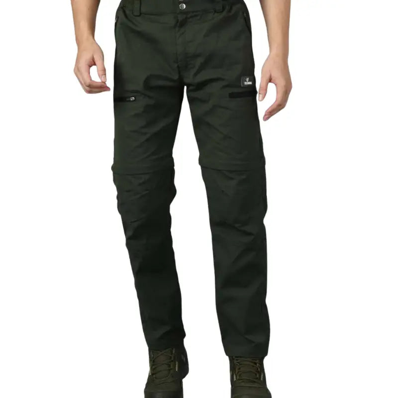 Trekmonk Men’s Loose Convertible Cargo Pants - Olive / M - Cargos and Pants