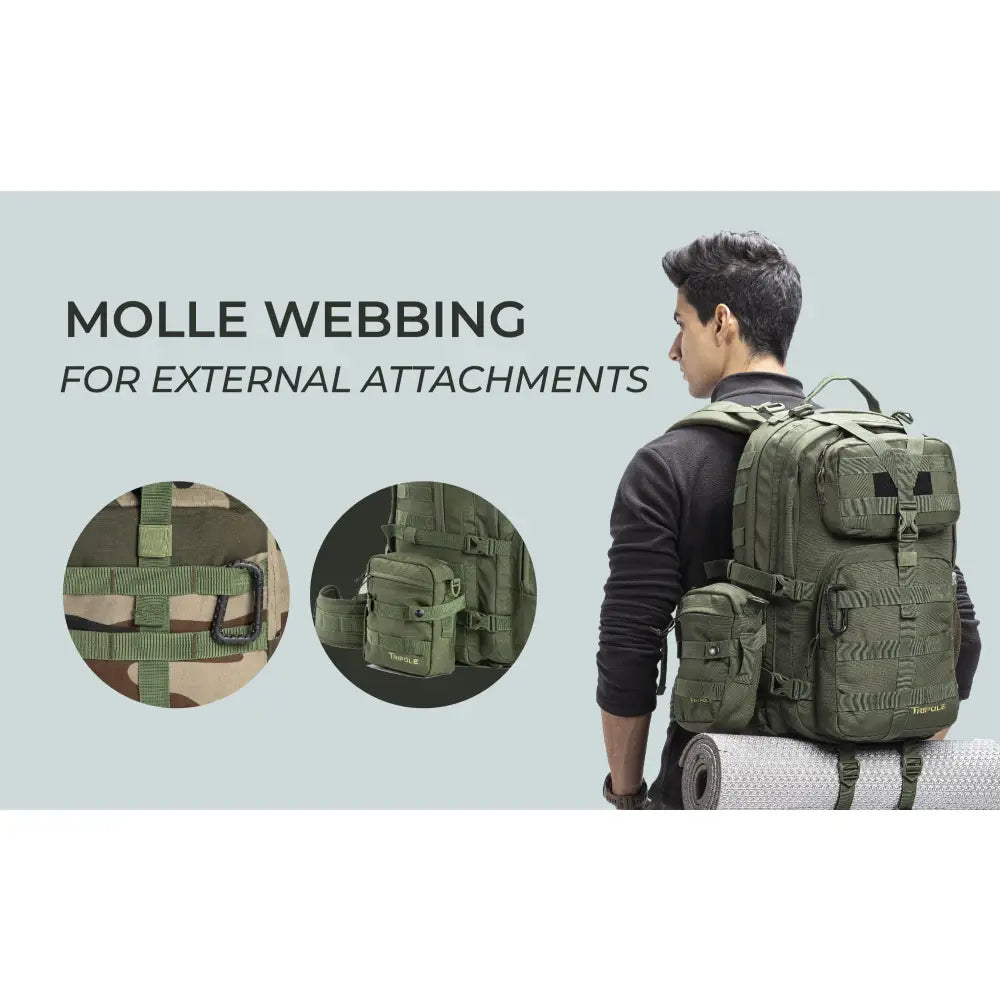 Tripole Alfa 45 Litre Military Tactical Backpack with Sling Bag - Rucksacks and Backpacks