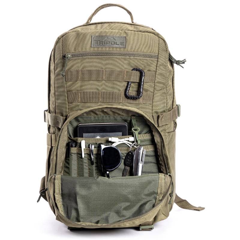 Tripole Captain 25 Litre Tactical Backpack with Molle Webbing and Carabineer - Rucksacks and Backpacks