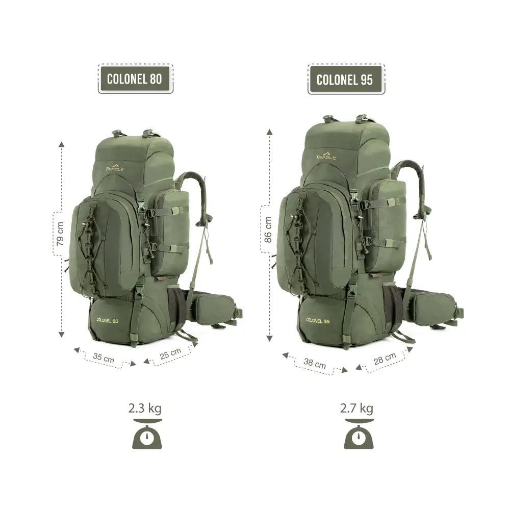 Tripole Colonel 80 Litre Rucksack + Detachable Day Pack & Rain Cover - Rucksacks and Backpacks