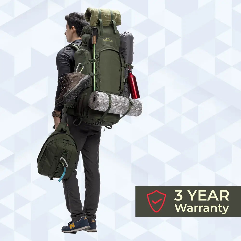 Tripole Colonel 80 Litre Rucksack + Detachable Day Pack & Rain Cover - Rucksacks and Backpacks