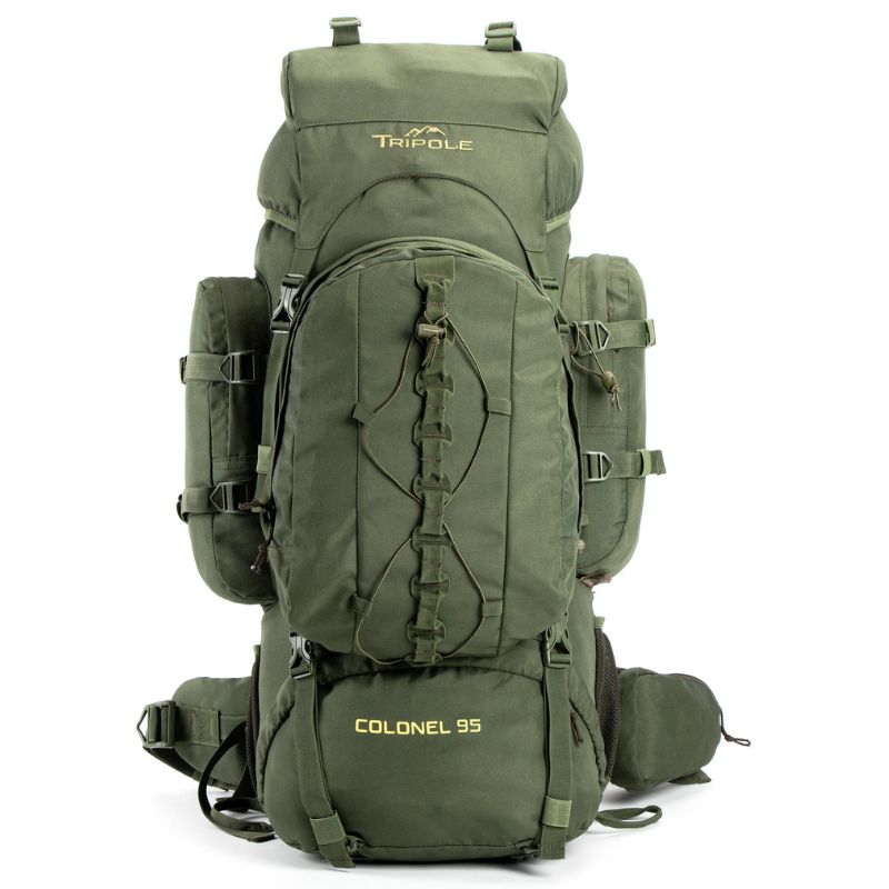 Tripole Colonel Internal Frame 95 Liters Rucksack with Detachable Daypack & Rain Cover - Army / 95 Litres - Rucksacks