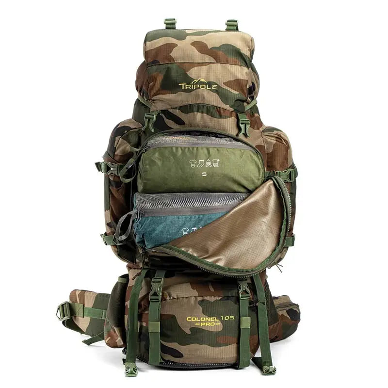 Tripole Colonel Pro Metal Frame 105 Litre Rucksack Front Opening with Detachable Bag and Rain Cover - Rucksacks