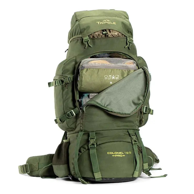 Tripole Colonel Pro Metal Frame Rucksack Front Opening with Detachable Bag and Cover-90 L - Rucksacks and Backpacks