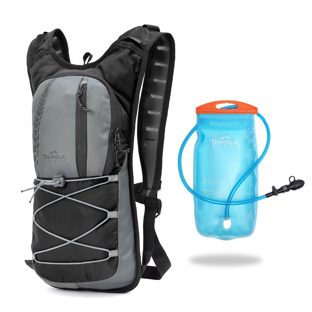 Tripole Hydration Backpack with 2L Hydration Bladder for Cycling and Trail Running - Black / 2 Litres - Drinkware