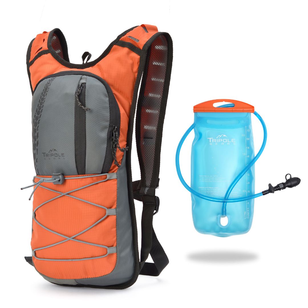 Tripole Hydration Backpack with 2L Hydration Bladder for Cycling and Trail Running - Orange / 2 Litres - Drinkware