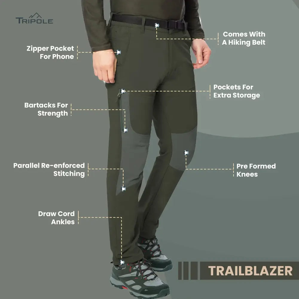 Tripole Men’s Trailblazer Trekking and Hiking Pants - Cargos and Pants