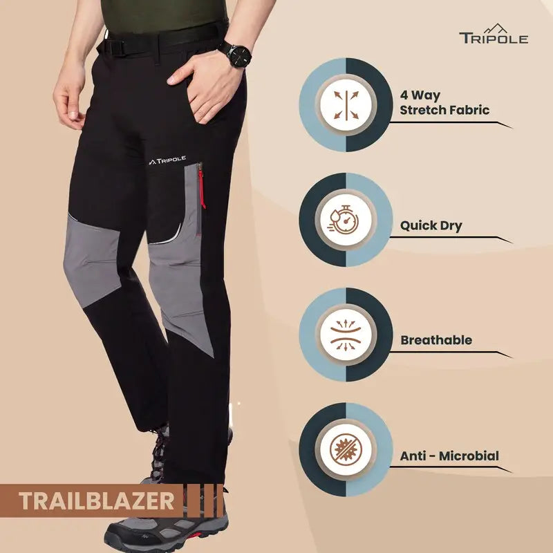 Tripole Men’s Trailblazer Trekking and Hiking Travelling Pants-Multicolor - Cargos and Pants