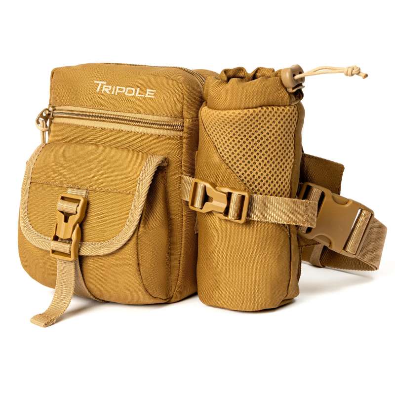 Tripole Ranger Multi-Utility Waist Pack with Detachable Bottle Holder Hiking Waist Bag & Sling- Pack of 2 - Khaki