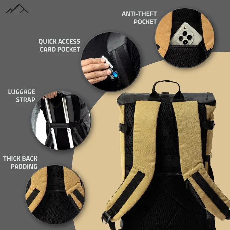 Tripole Unisex 35 Litres Tusker Roll Top Laptop Backpack - Rucksacks and Backpacks