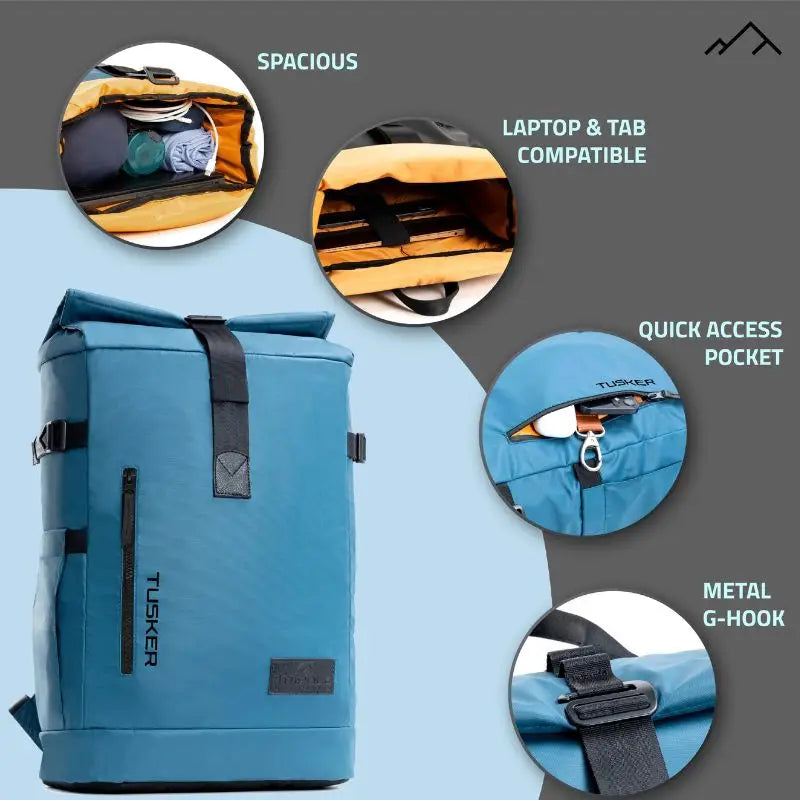 Tripole Unisex 35 Litres Tusker Roll Top Laptop Backpack - Rucksacks and Backpacks