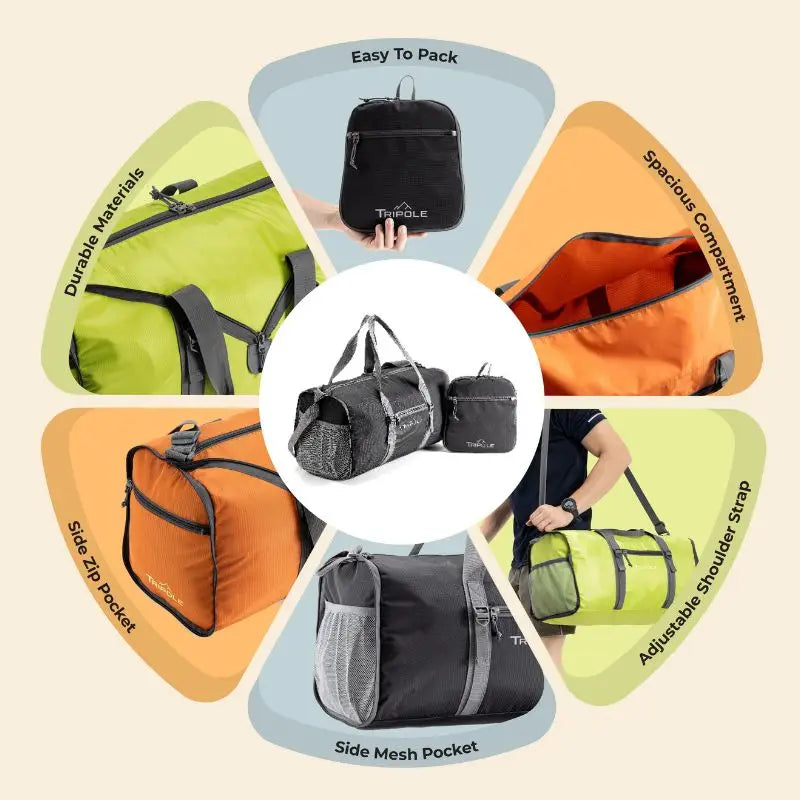 Tripole Unisex PAKEasy Foldable 40 Litres Duffel Bag Portable - Rucksacks and Backpacks