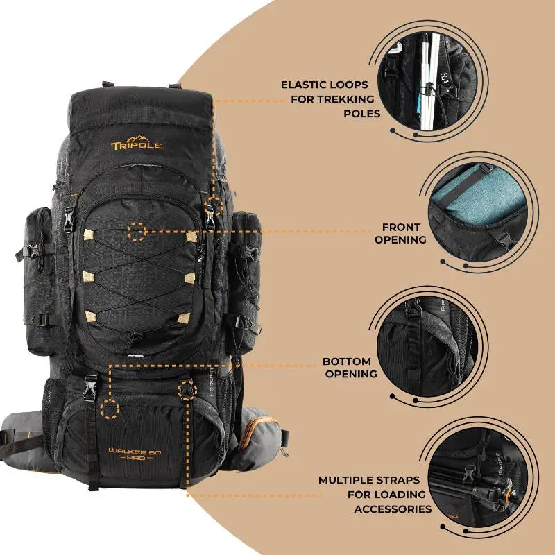 Tripole Walker Pro 60 Litres Trekking and Hiking Rucksack - Rucksacks and Backpacks