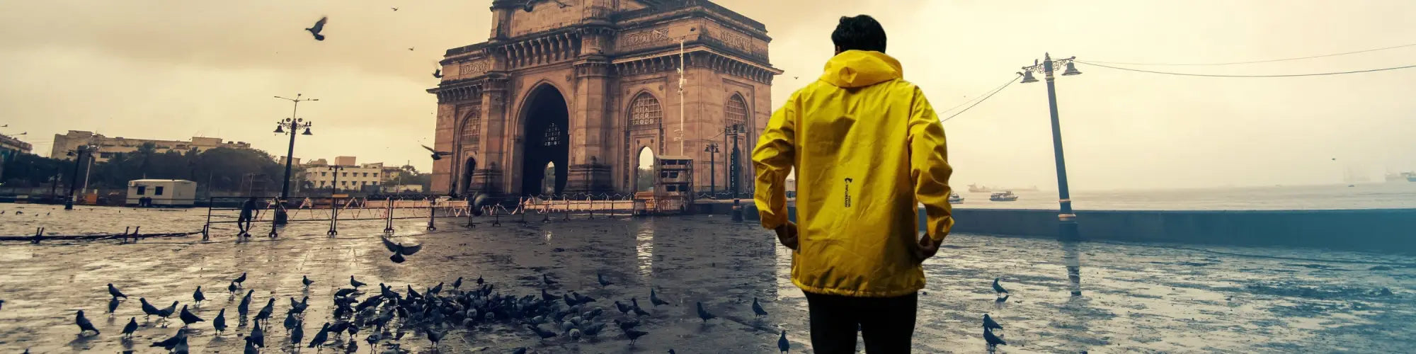 men wearing a rain gear 