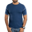 Indian men's Ruggd bamboo training T-shirt with odor-resistant fabric, shown in navy color on a plain background.