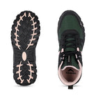 Adventra men's mid ankle hiking shoes in green, featuring durable material and rugged sole for outdoor adventures.