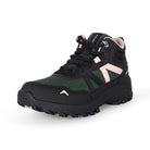Adventra men's mid ankle hiking shoes in green with rugged soles and supportive design, ideal for outdoor trekking.