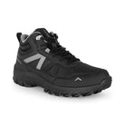 Black Adventra men's mid ankle hiking shoes with sturdy design and breathable material, ideal for outdoor adventures.